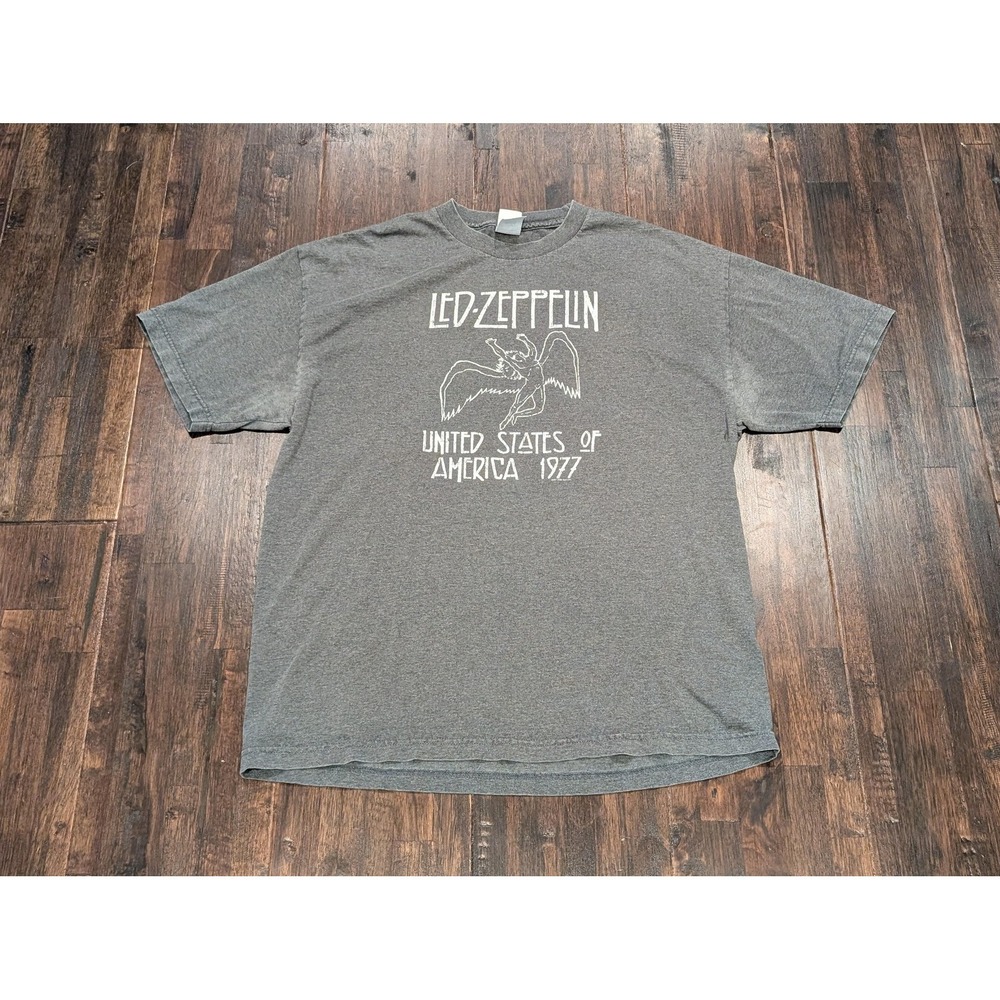 Led Zeppelin Shirt Mens XL Gray United States Of America 1977 Band Tour Tee Rock